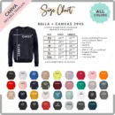 Editable Bella Canvas 3945 Size + Color Chart