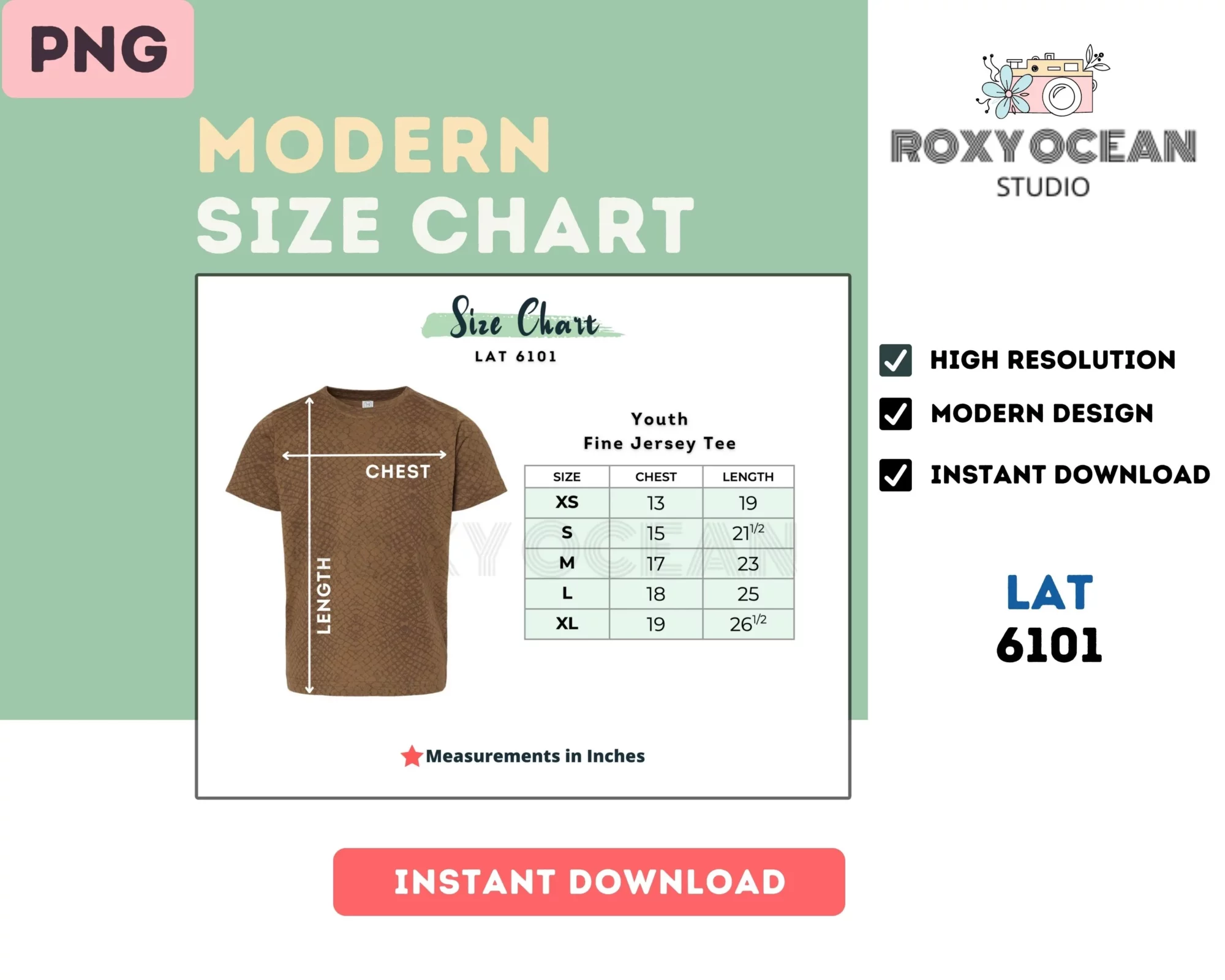 Editable LAT 6101 Color + Size Chart - Image 4