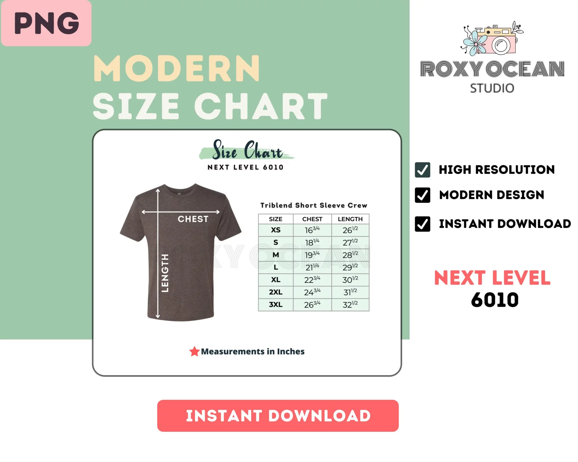 Editable Next Level 6010 Color + Size Chart - Image 4