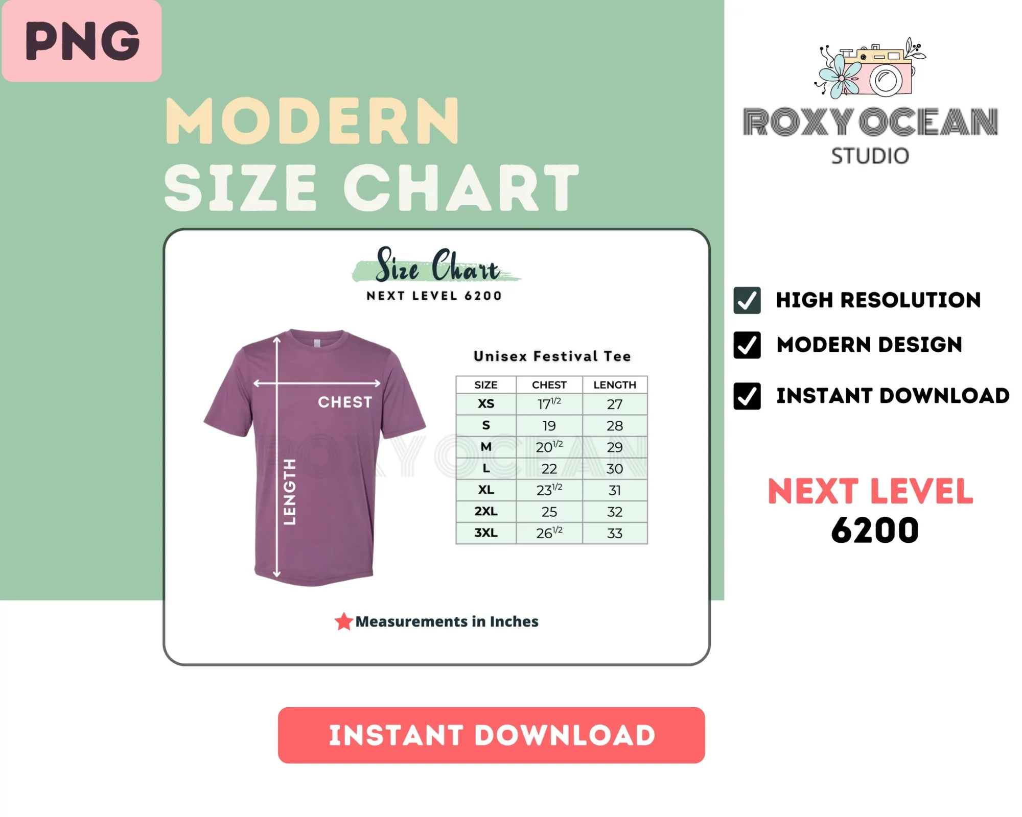 Editable Next Level 6200 Color + Size Chart - Image 4