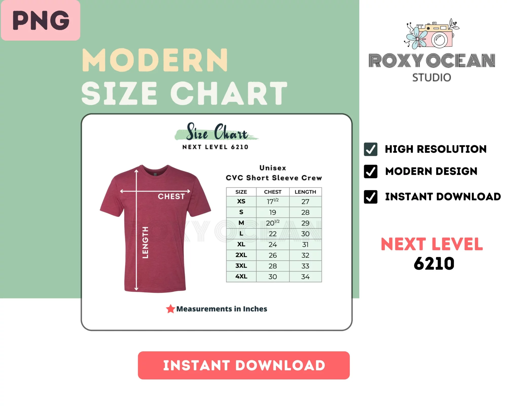 Editable Next Level 6210 Color + Size Chart - Image 4