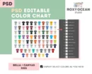 Editable Bella Canvas 3001 Color + Size Chart