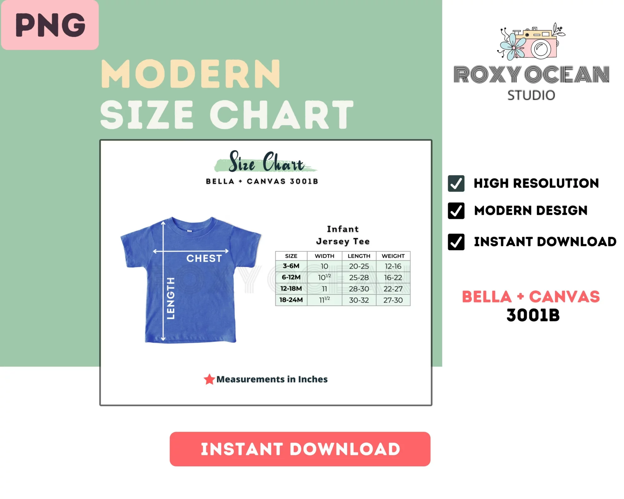 Editable Bella Canvas 3001B Color + Size Chart - Image 4