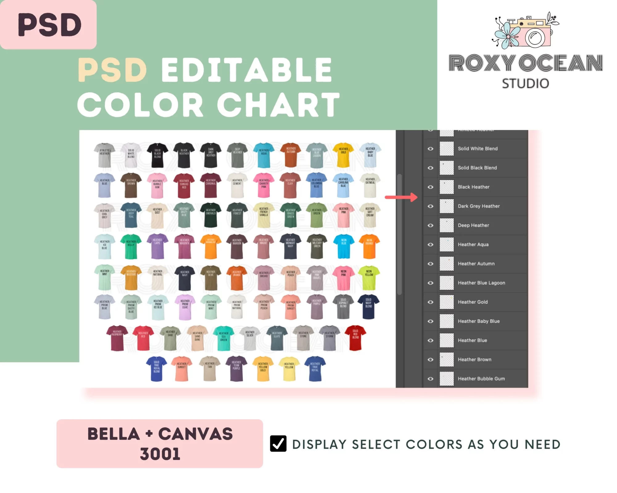 Editable Bella Canvas 3001 Color + Size Chart - Image 4