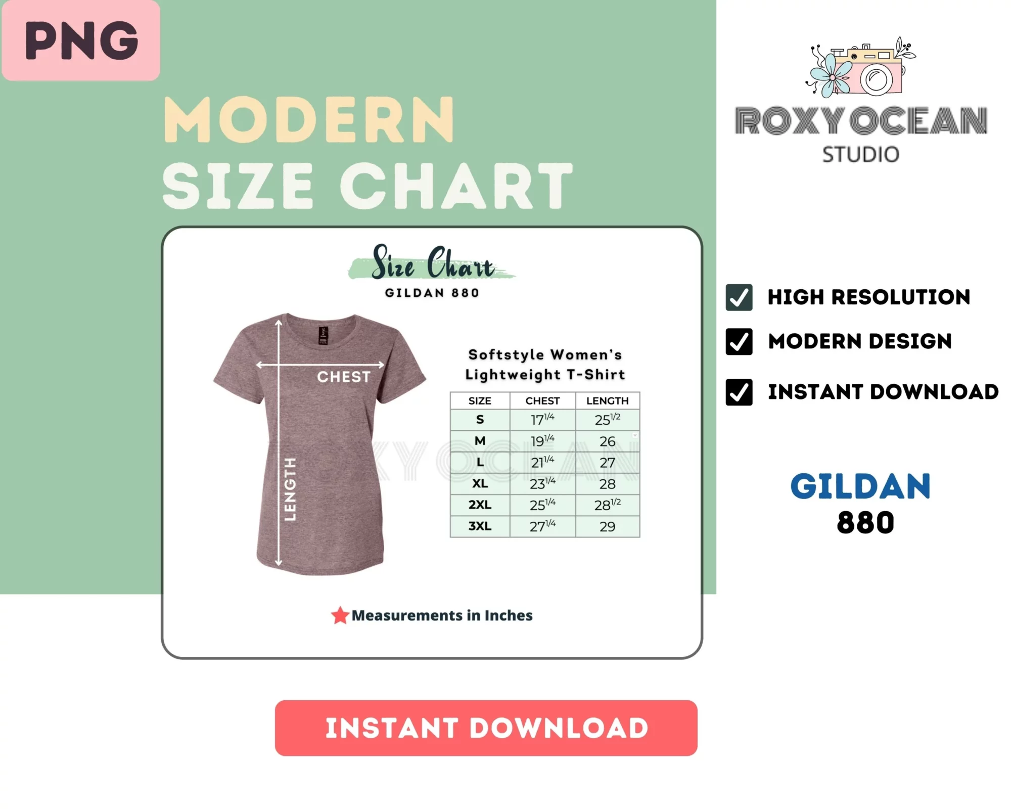 Editable Gildan 880 Color + Size Chart - Image 4