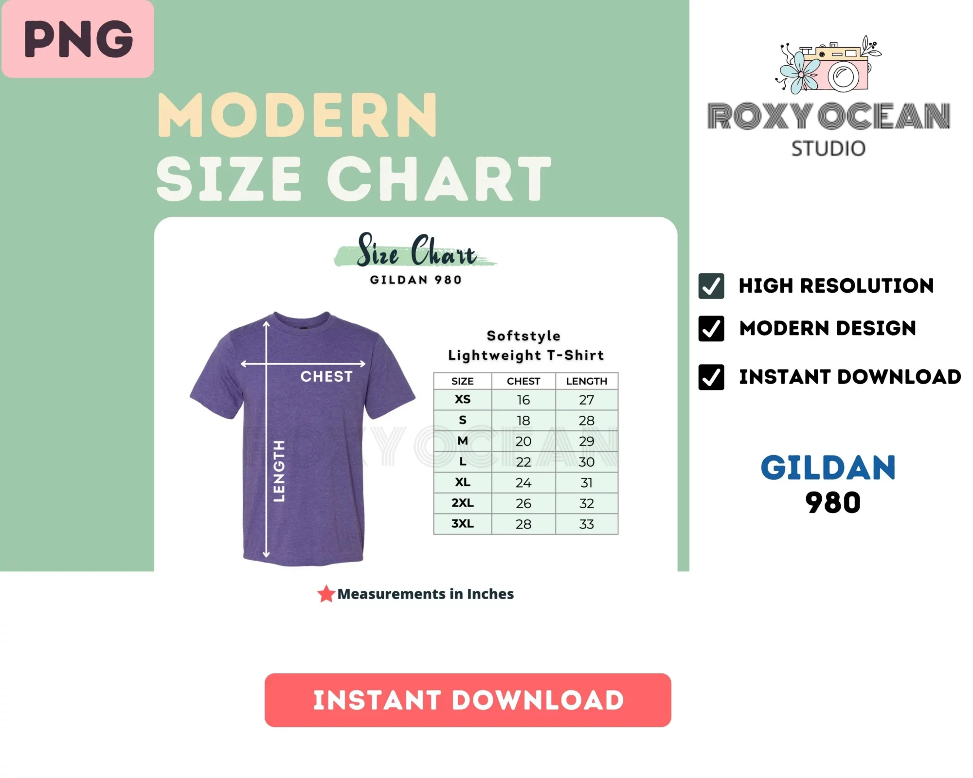 Editable Gildan 980 Color + Size Chart - Image 4