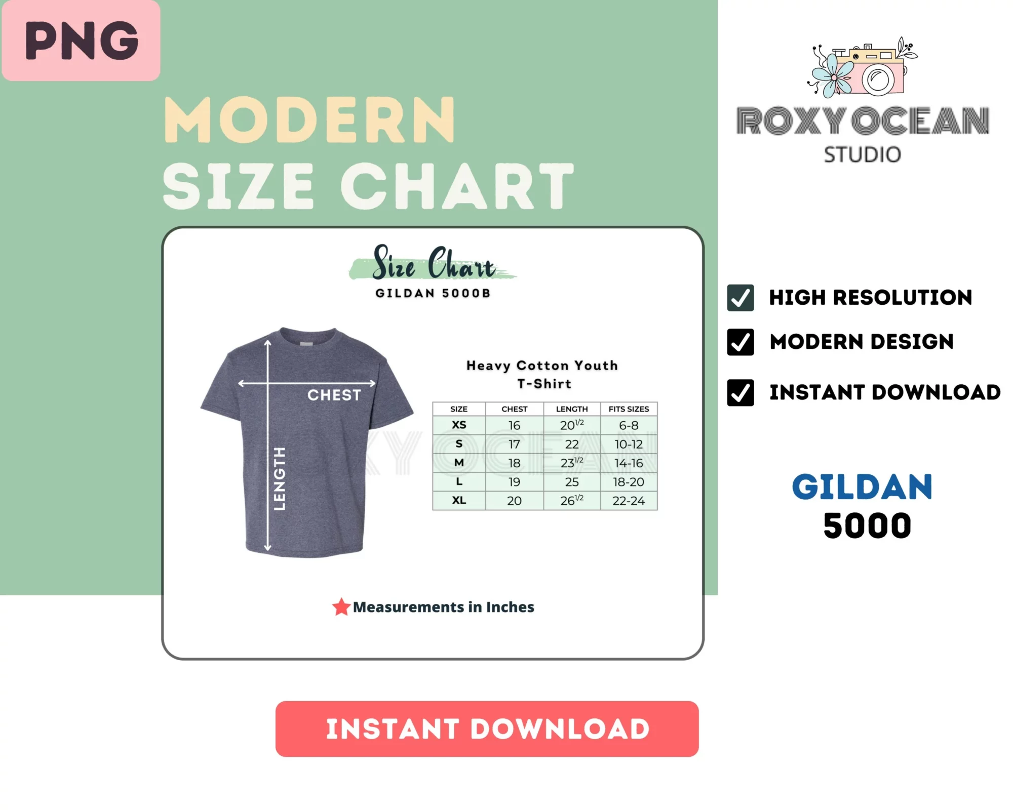 Editable Gildan 5000B Color + Size Chart - Image 4