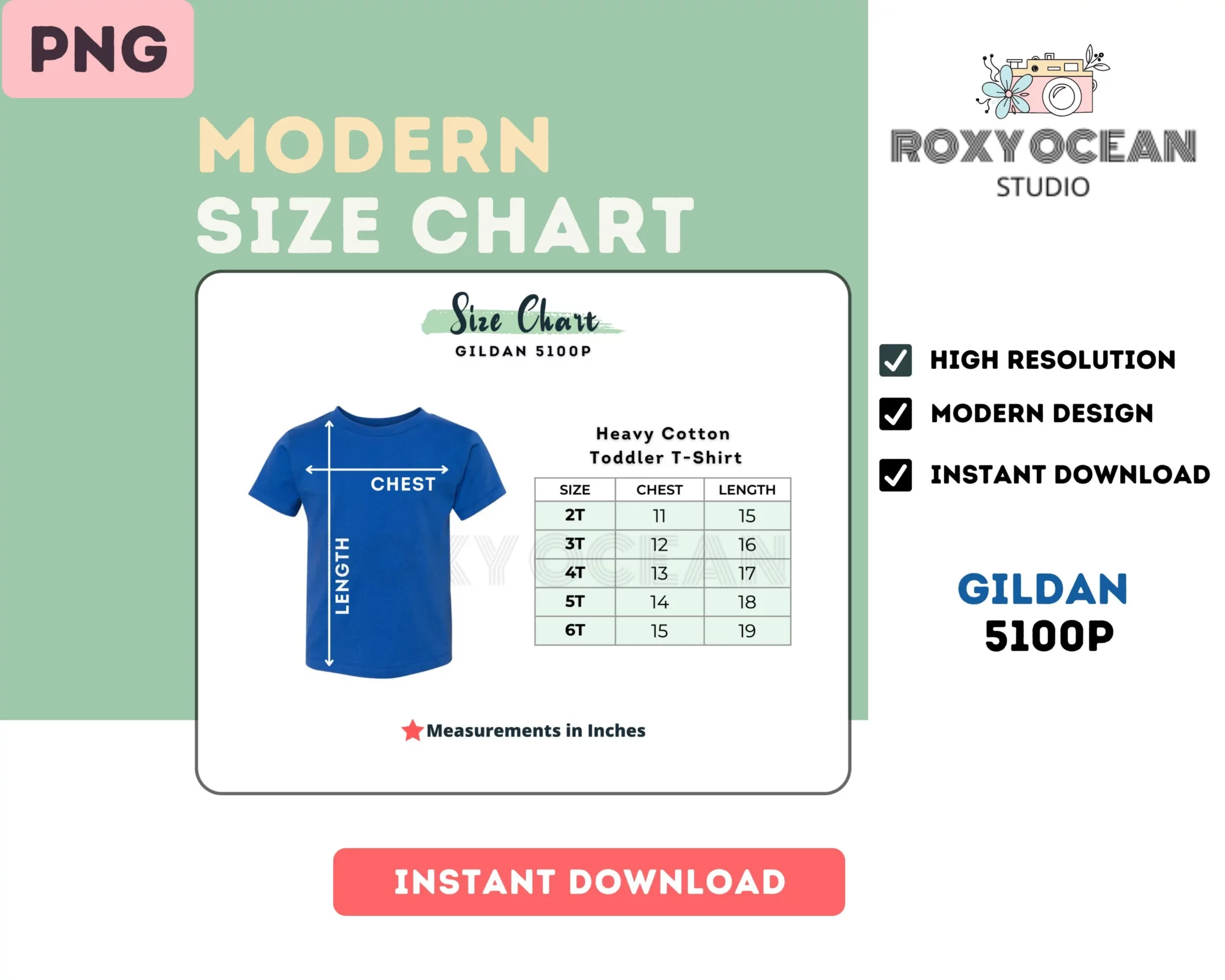 Editable Gildan 5100P Color + Size Chart - Image 4