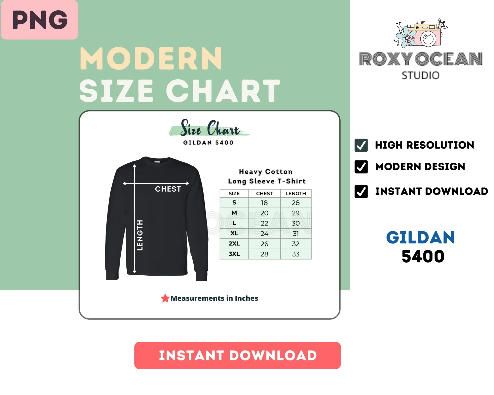 Editable Gildan 5400 Color + Size Chart - Image 4