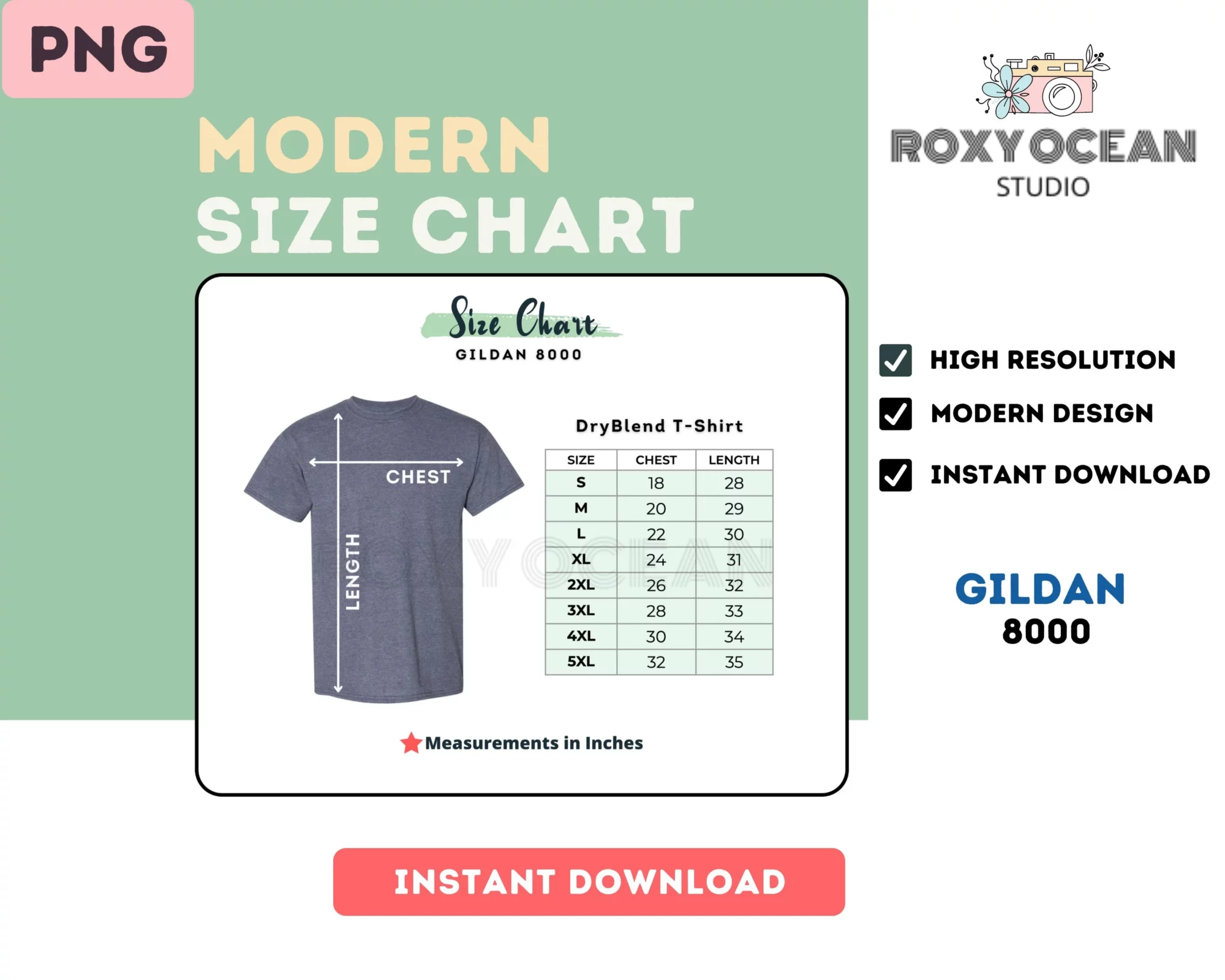 Editable Gildan 8000 Color + Size Chart - Image 4