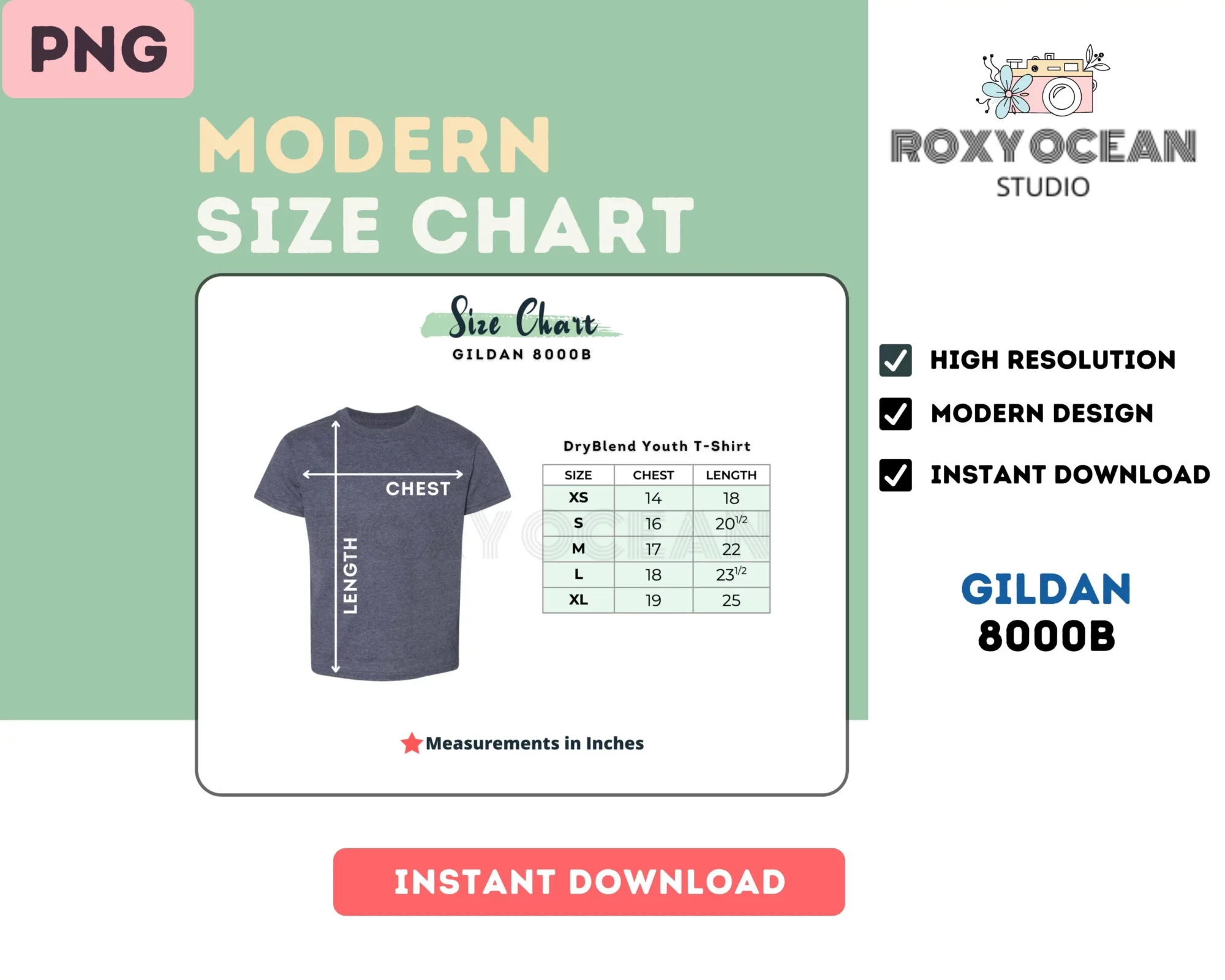 Editable Gildan 8000B Color + Size Chart - Image 4