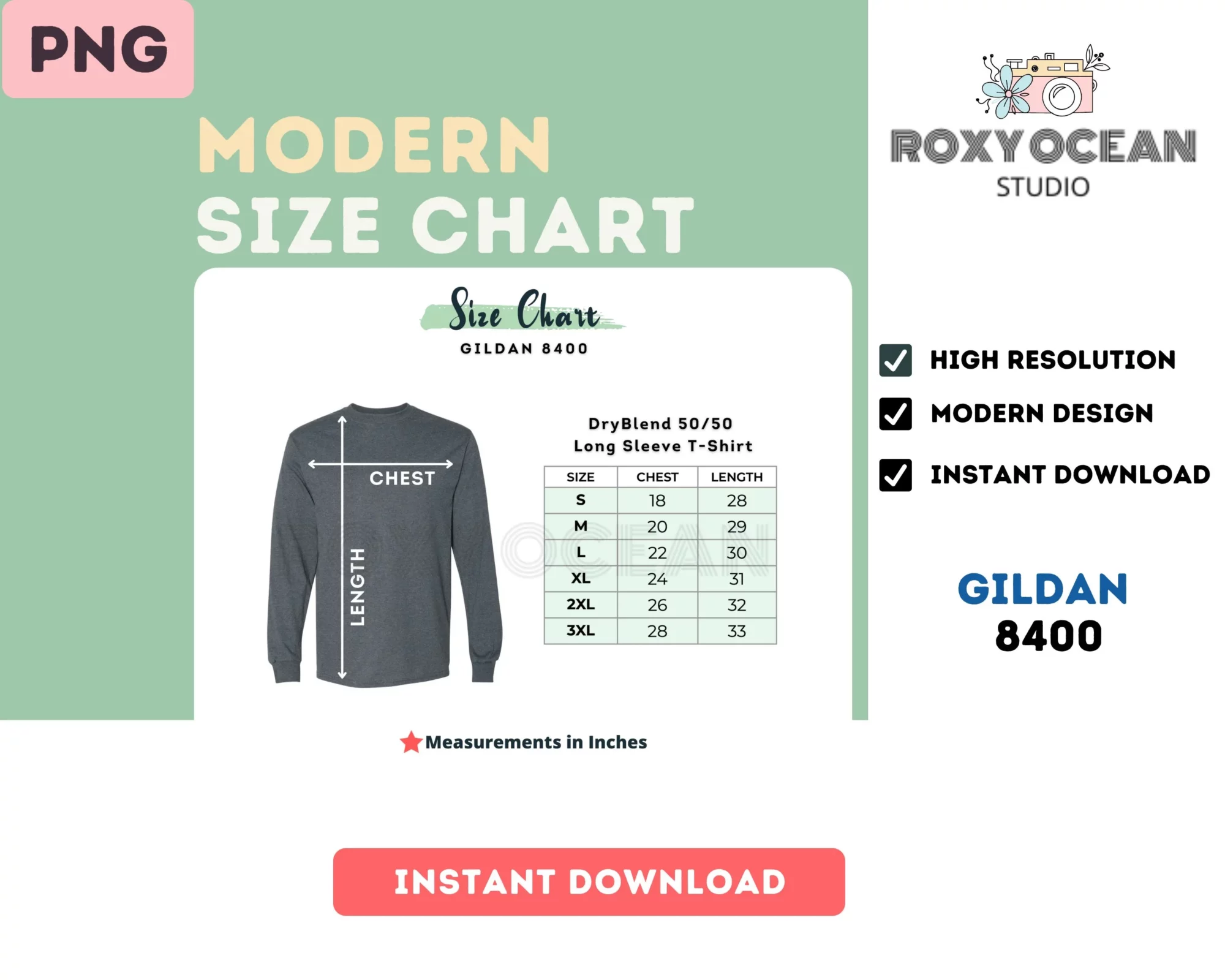 Editable Gildan 8400 Color + Size Chart - Image 4