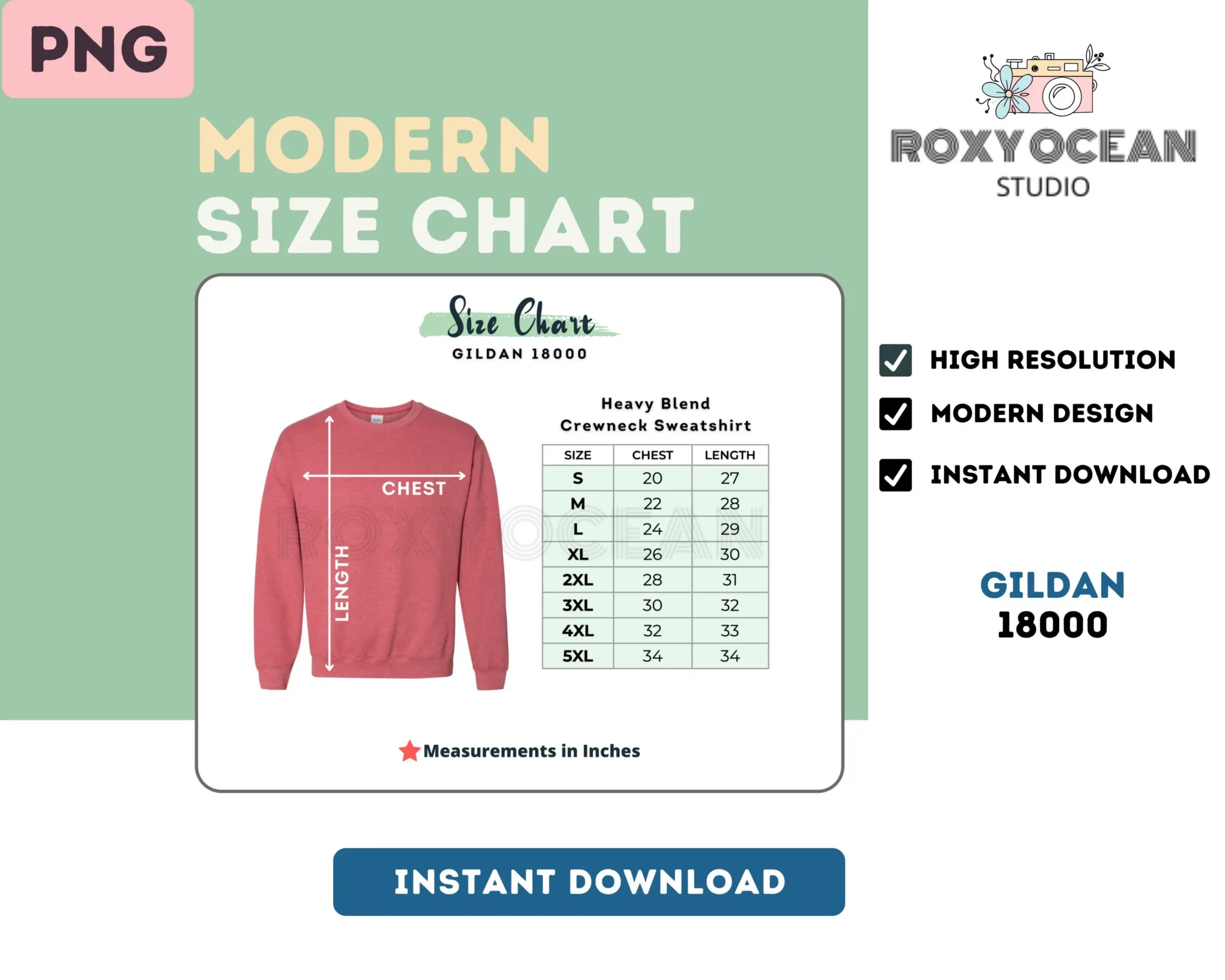 Editable Gildan 18000 Color + Size Chart - Image 4