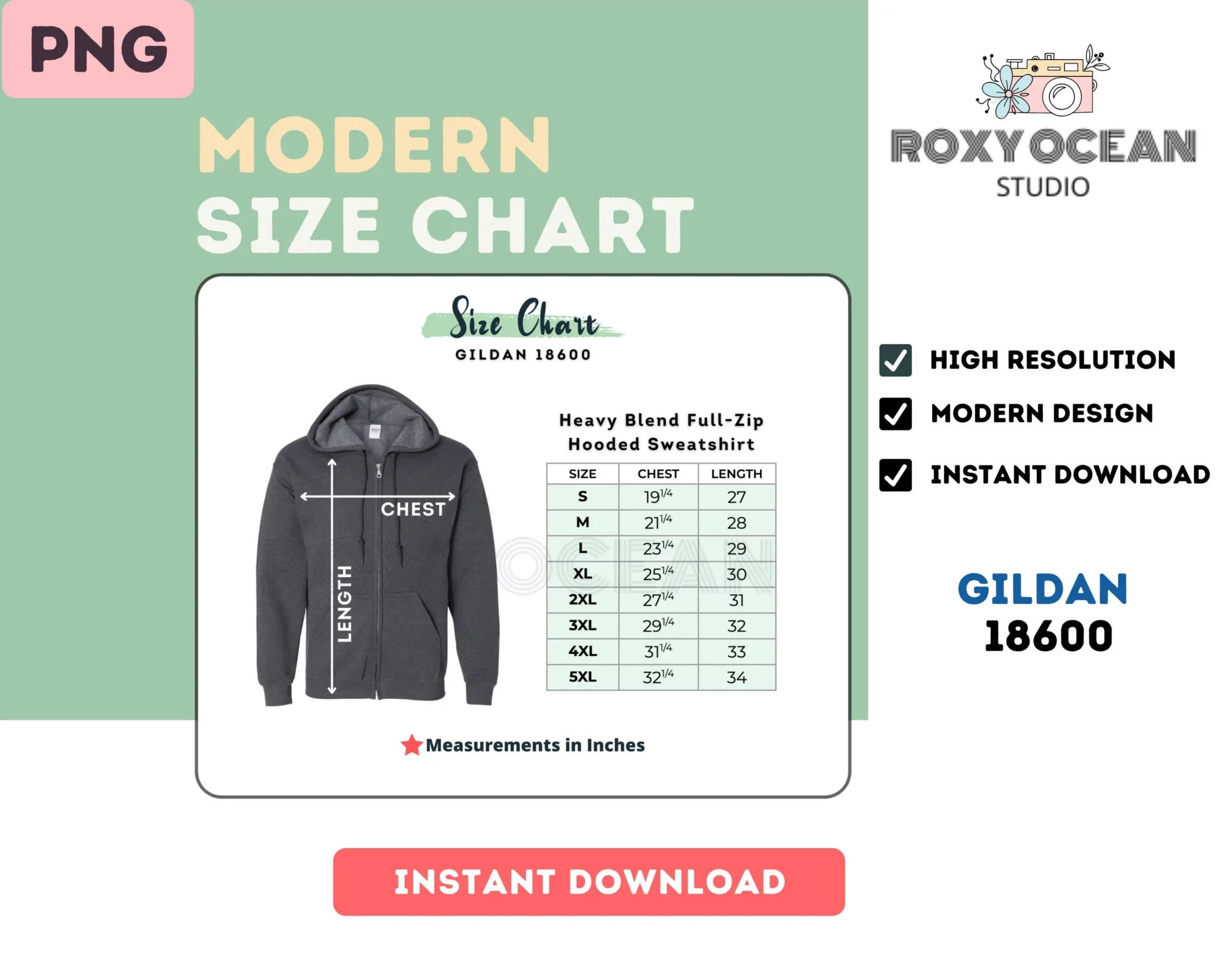 Editable Gildan 18600 Color + Size Chart - Image 4