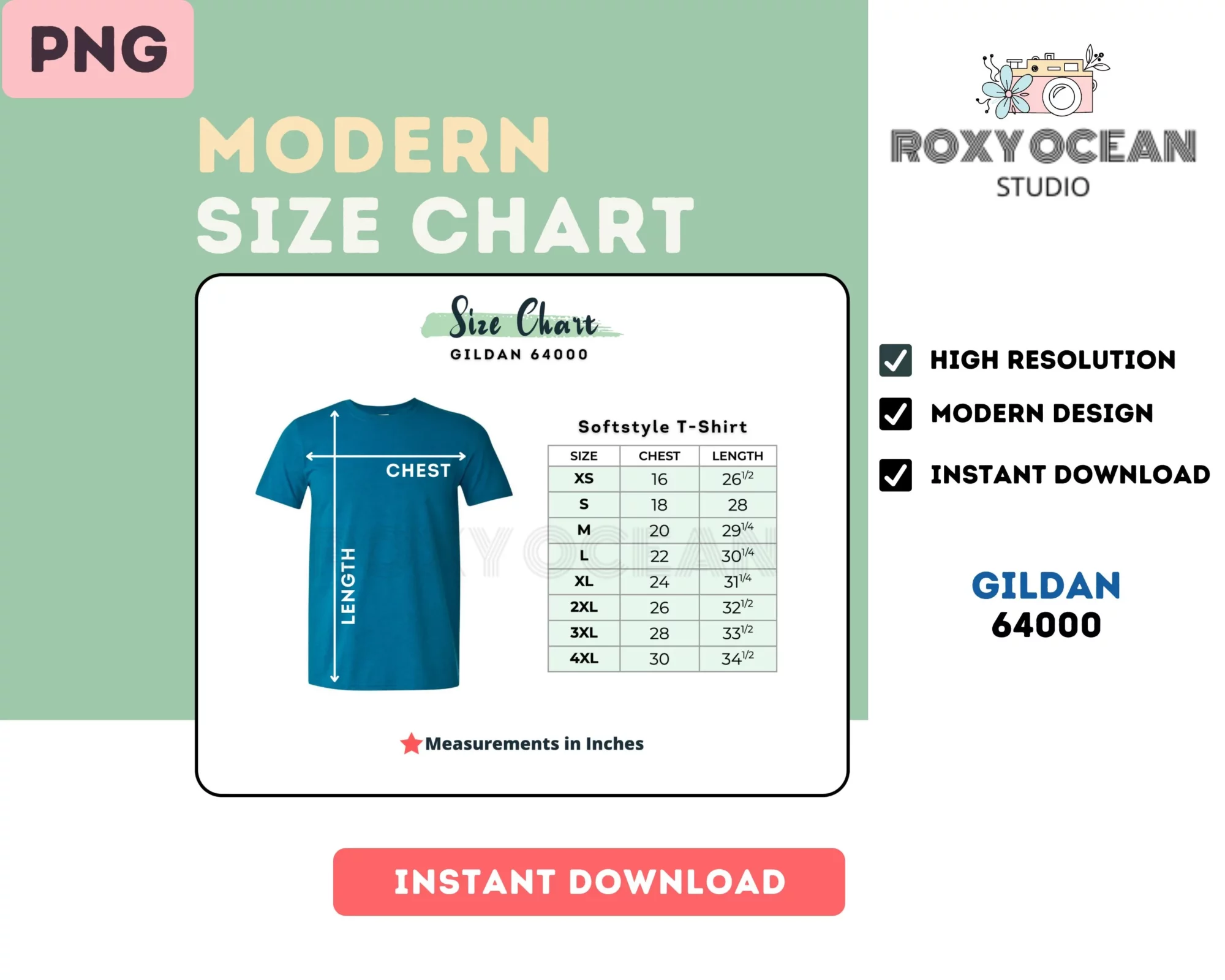 Editable Gildan 64000 Color + Size Chart - Image 4