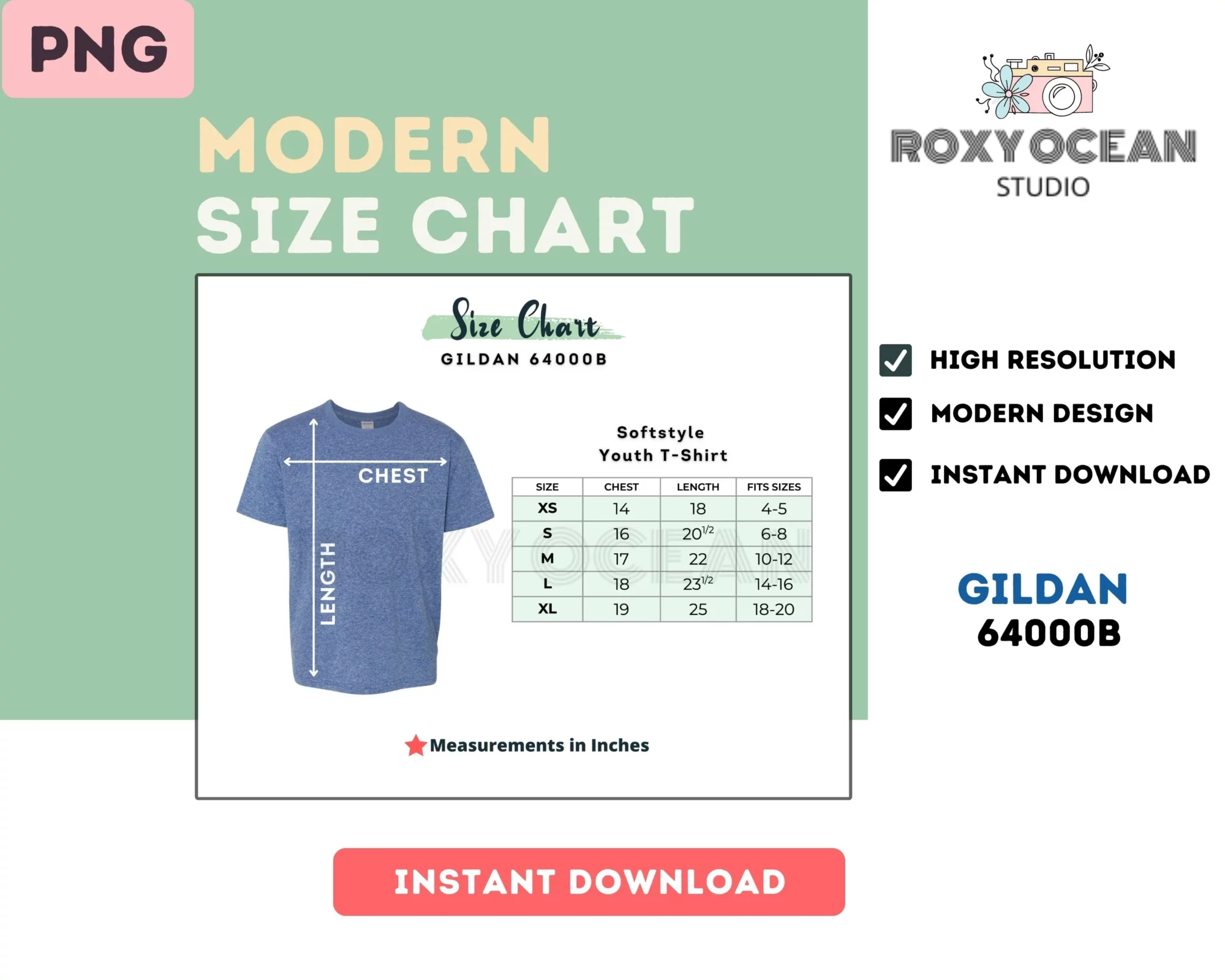 Editable Gildan 64000B Color + Size Chart - Image 4