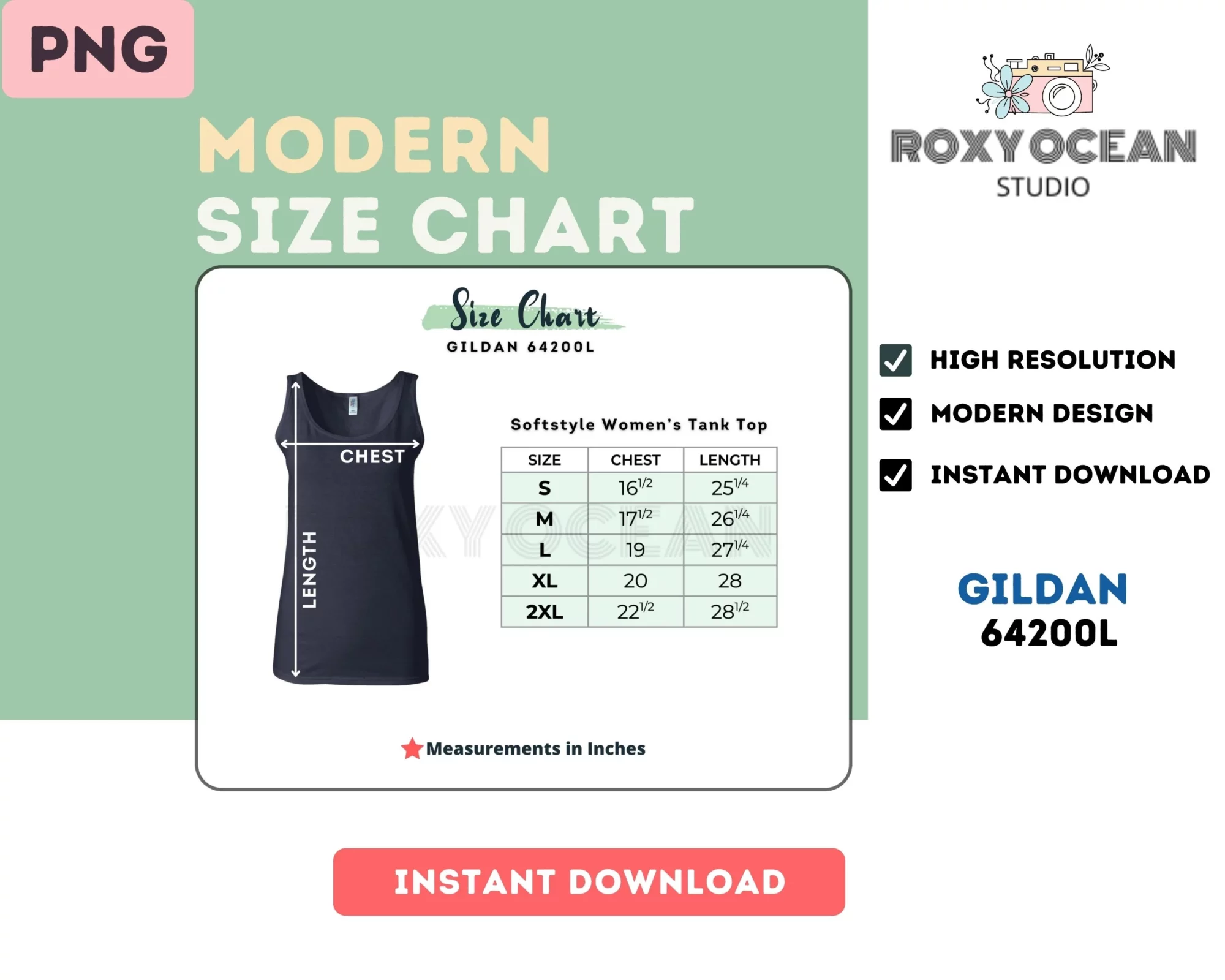 Editable Gildan 64200L Color + Size Chart - Image 4