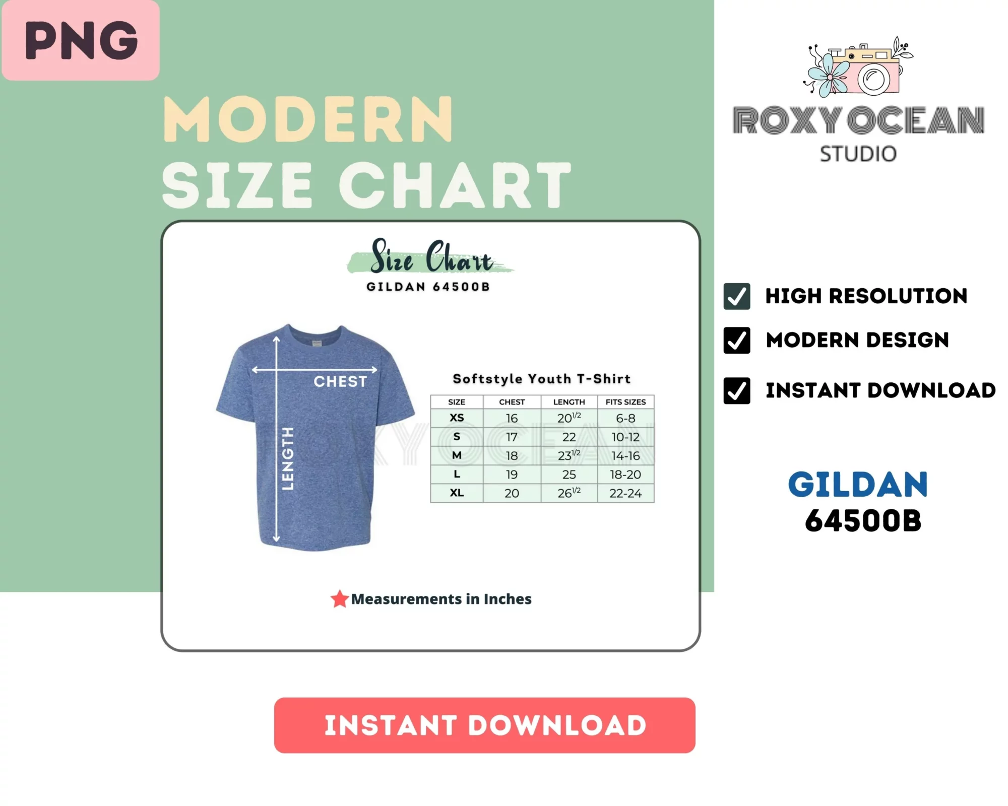 Editable Gildan 64500B Color + Size Chart - Image 4