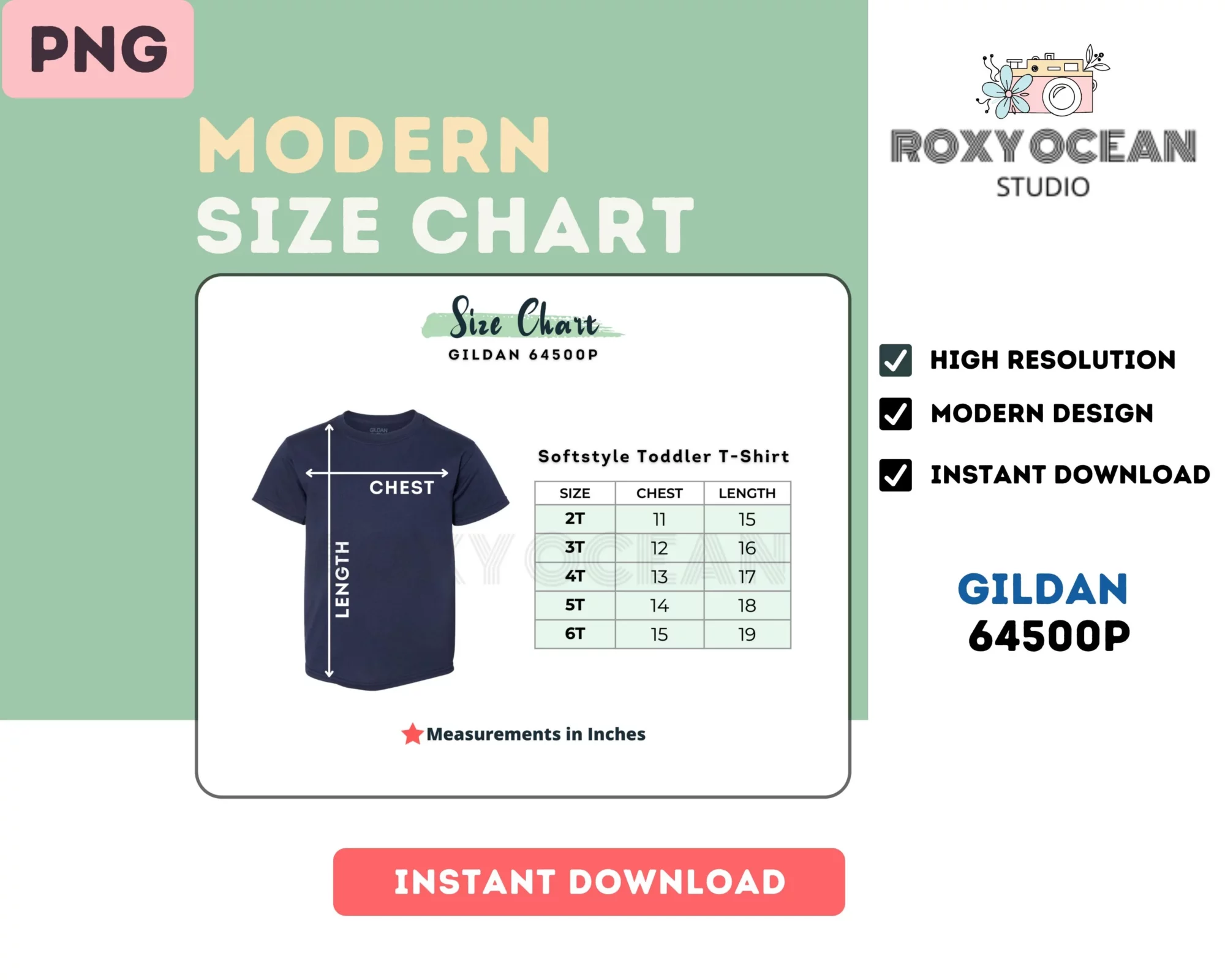 Editable Gildan 64500P Color + Size Chart - Image 4