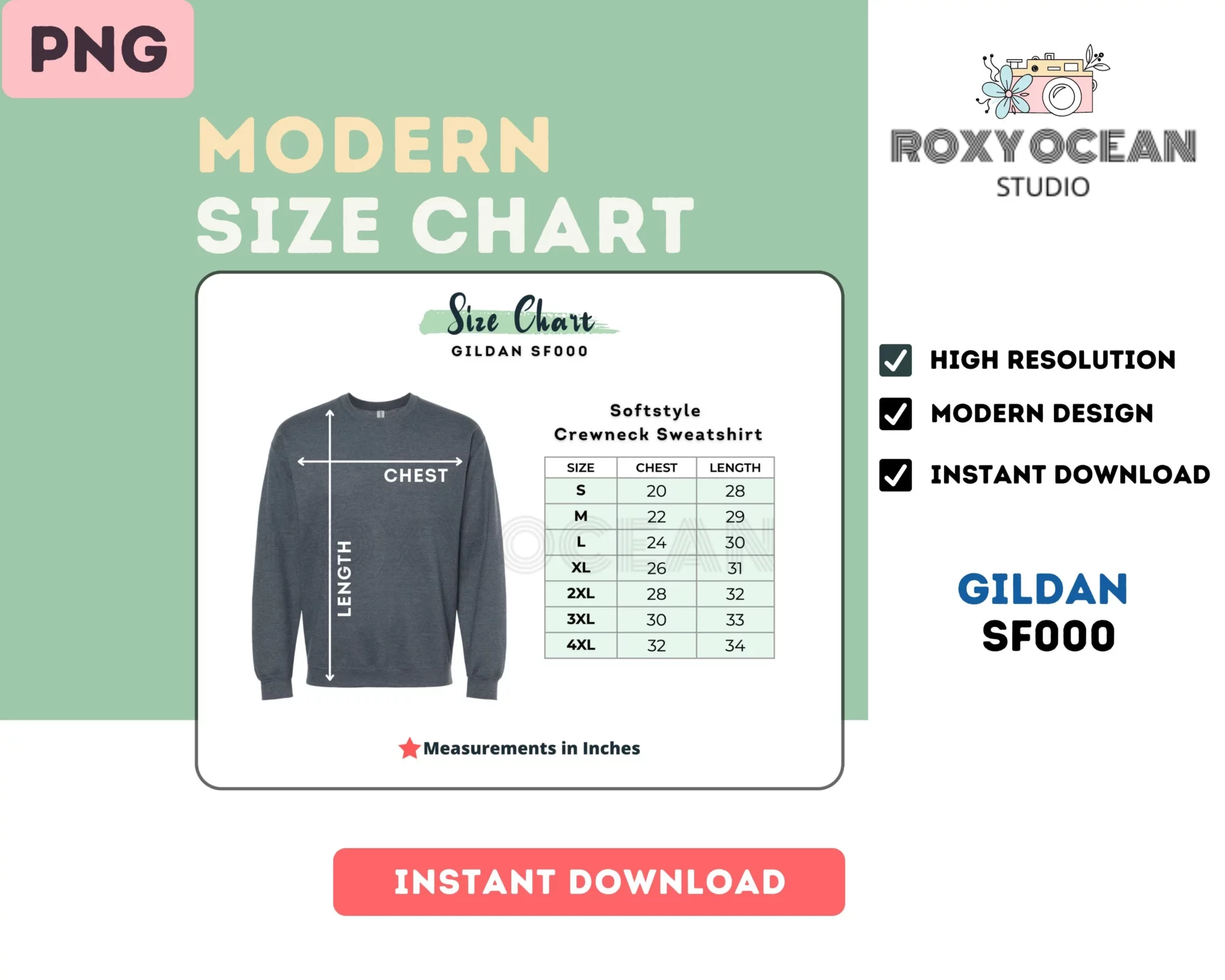 Editable Gildan SF000 Color + Size Chart - Image 4