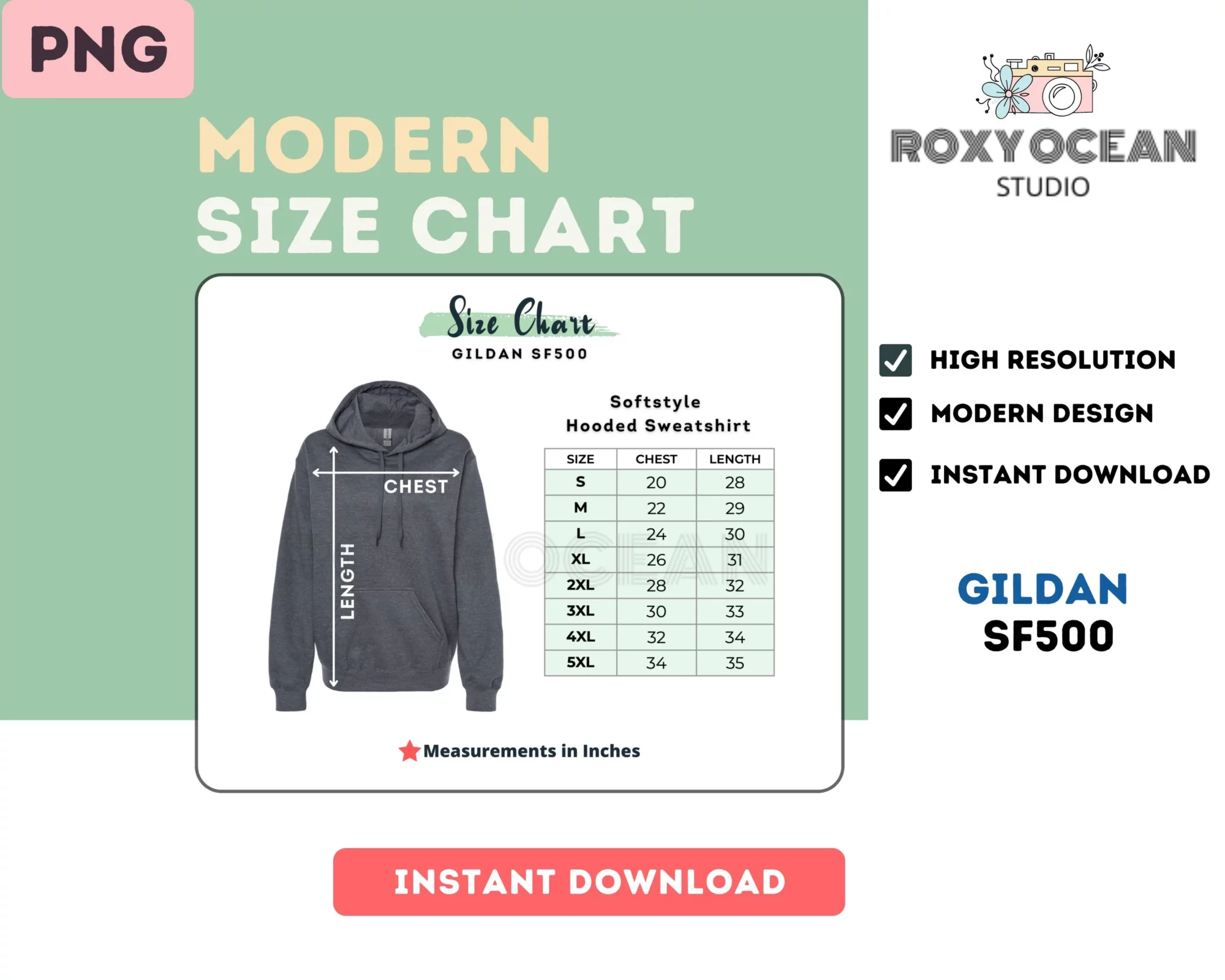 Editable Gildan SF500 Color + Size Chart - Image 4