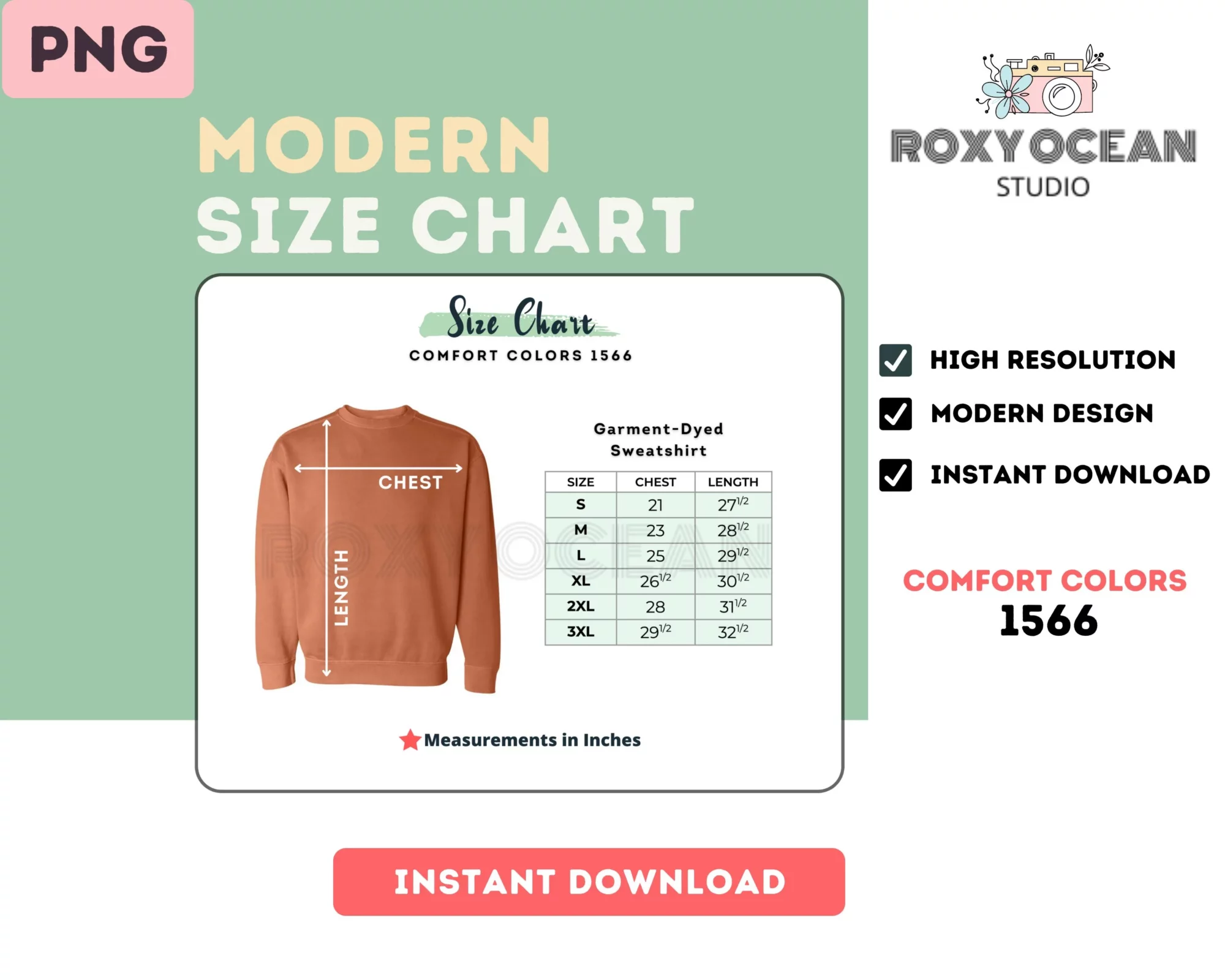 Editable Comfort Colors 1566 Color + Size Chart - Image 4