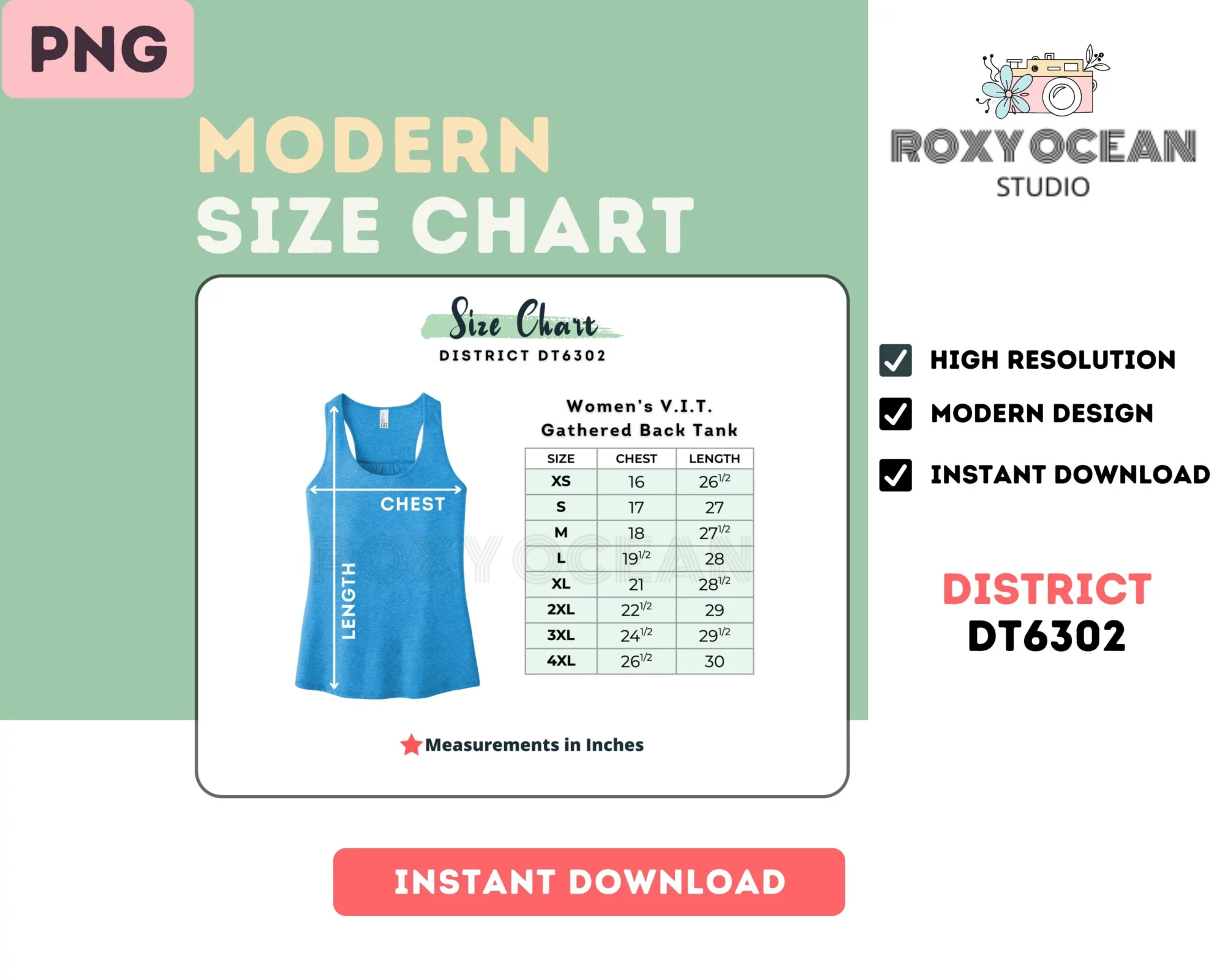 Editable District DT6302 Color + Size Chart - Image 4