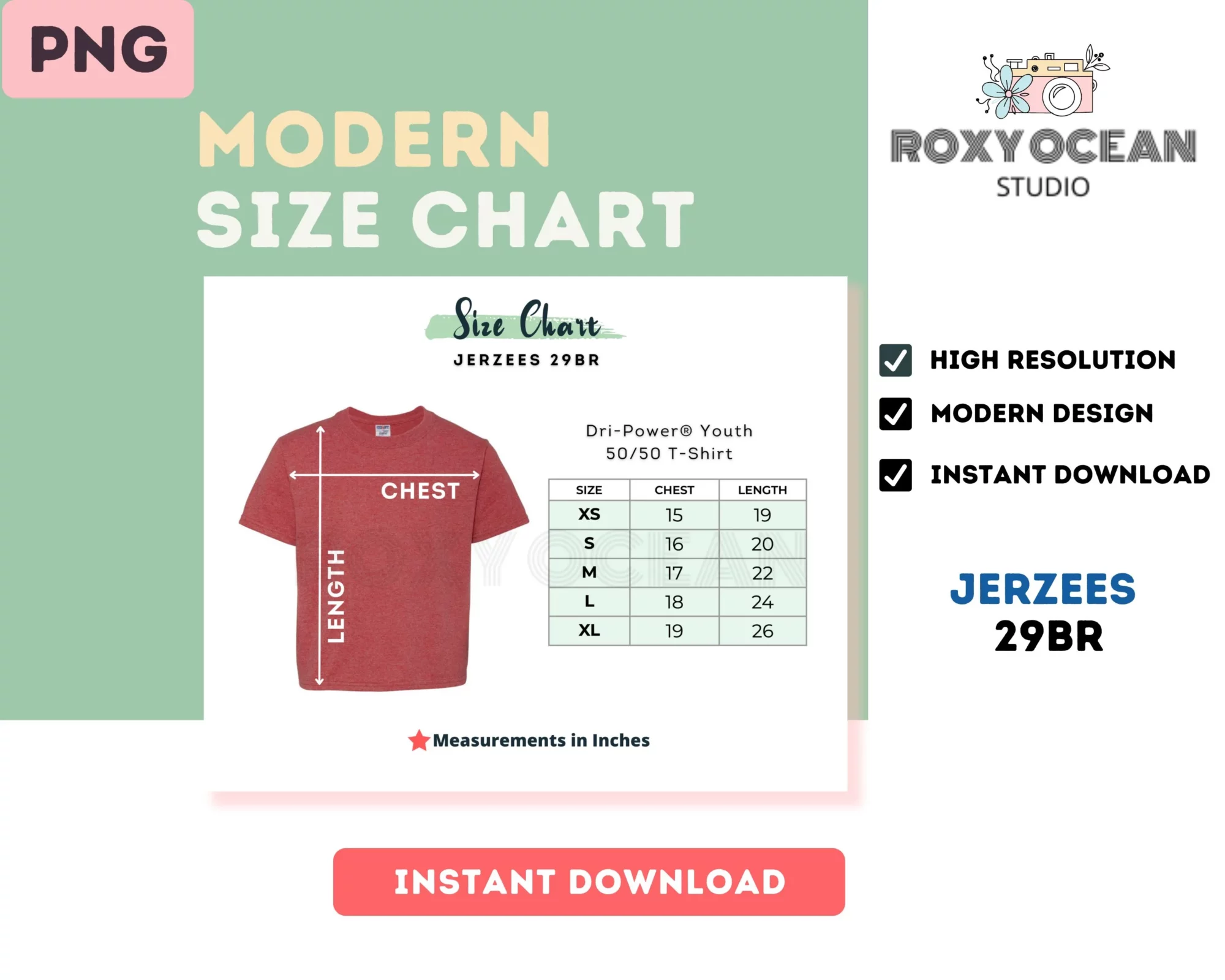 Editable Jerzees 29BR Color + Size Chart - Image 4