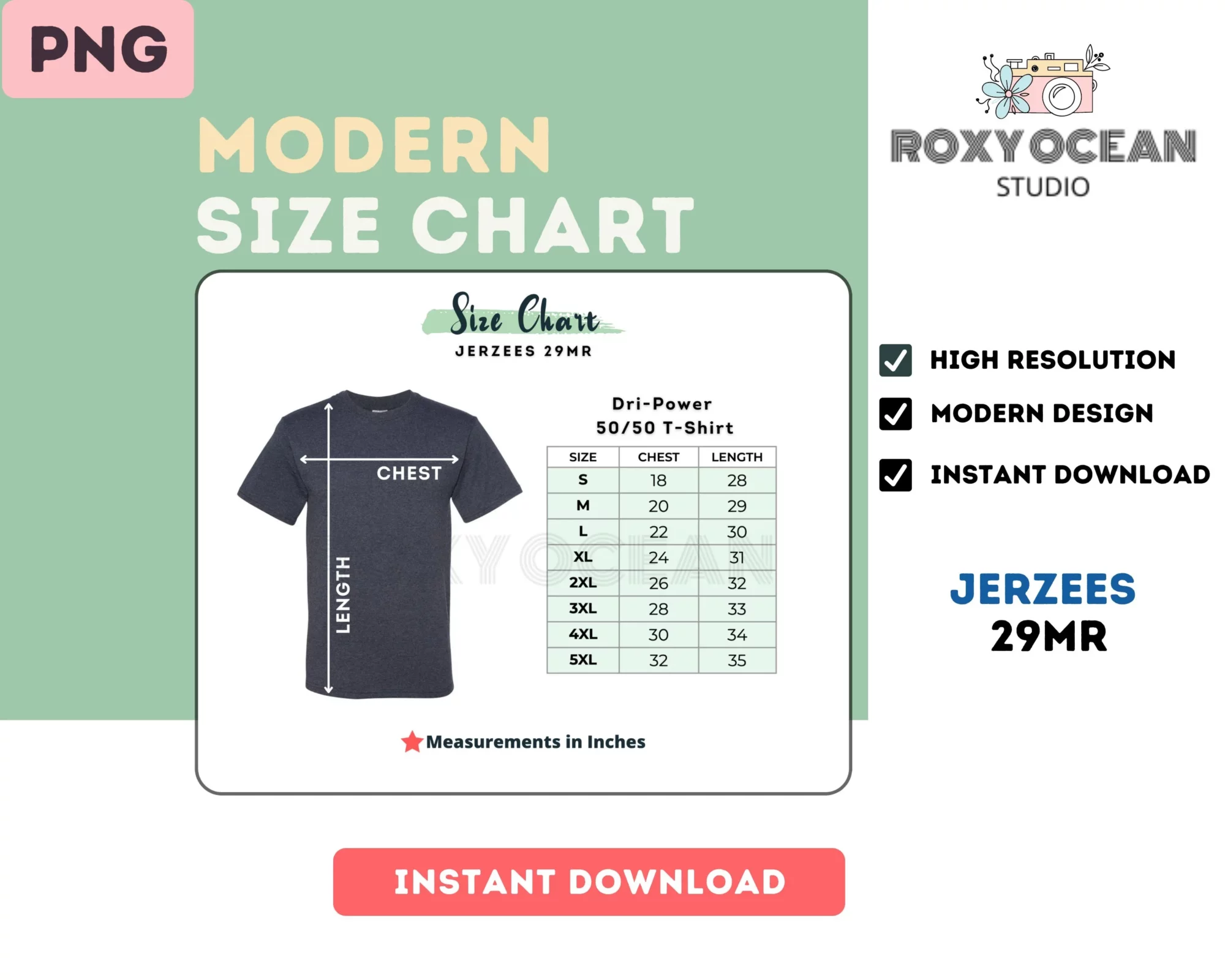 Editable Jerzees 29MR Color + Size Chart - Image 4