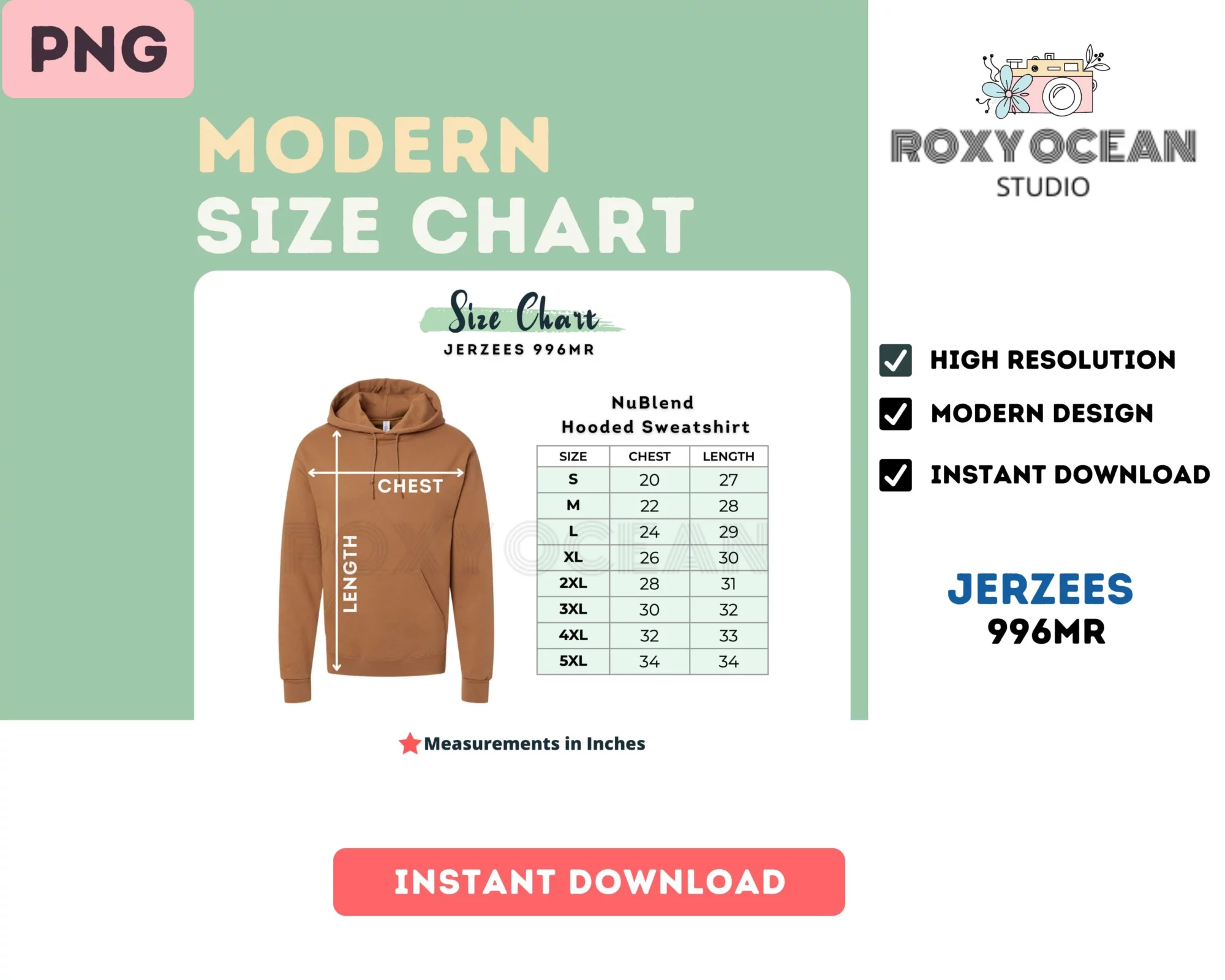 Editable Jerzees 996MR Color + Size Chart - Image 4