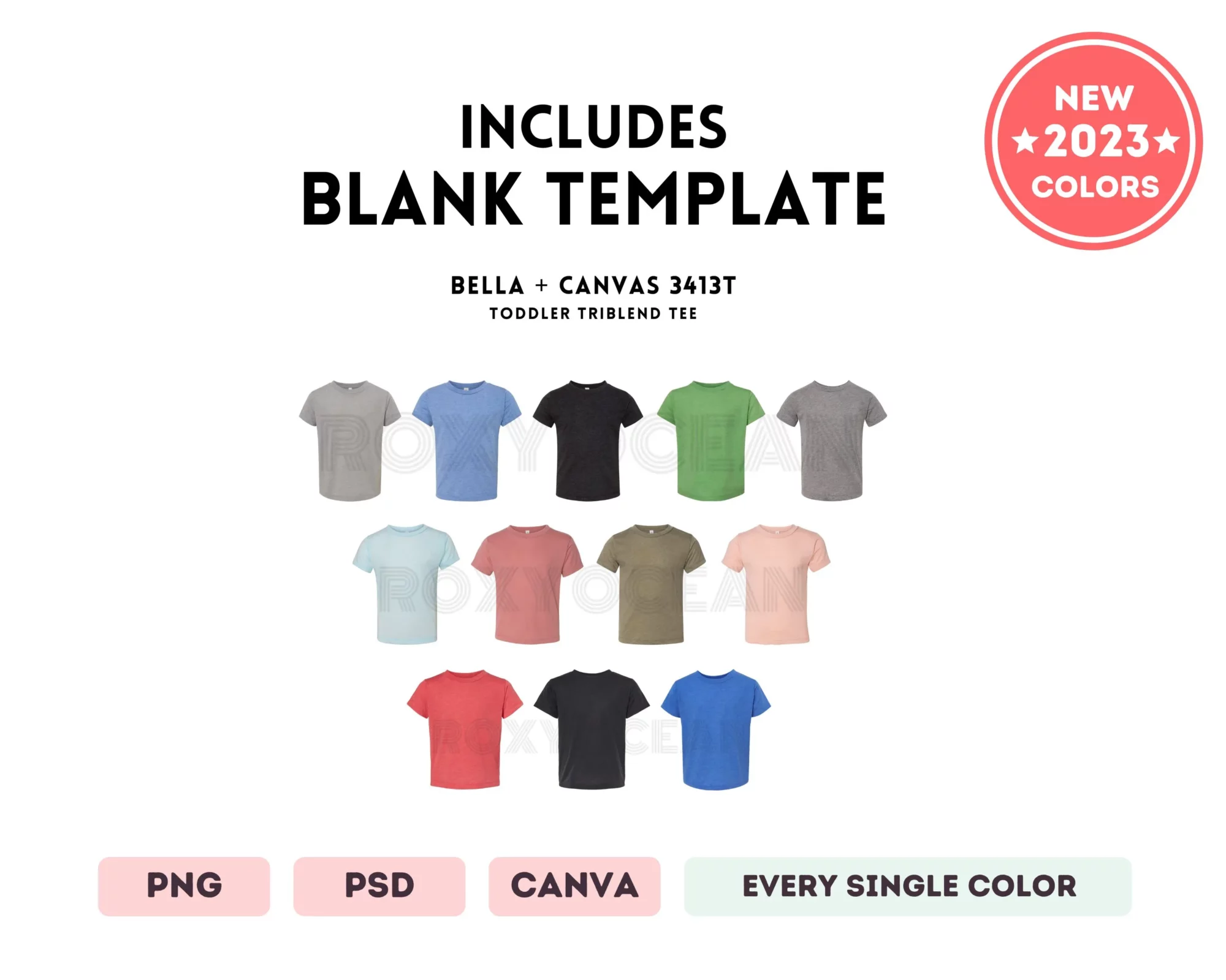 Editable Bella Canvas 3413T Color + Size Chart - Image 5