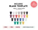 Editable Bella Canvas 3413Y Color + Size Chart