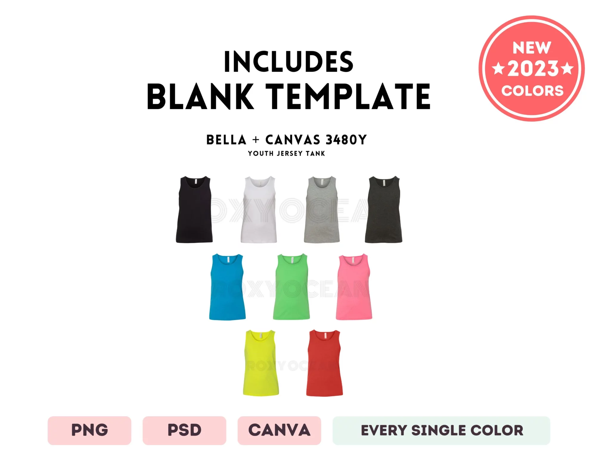 Editable Bella Canvas 3480Y Color + Size Chart - Image 5