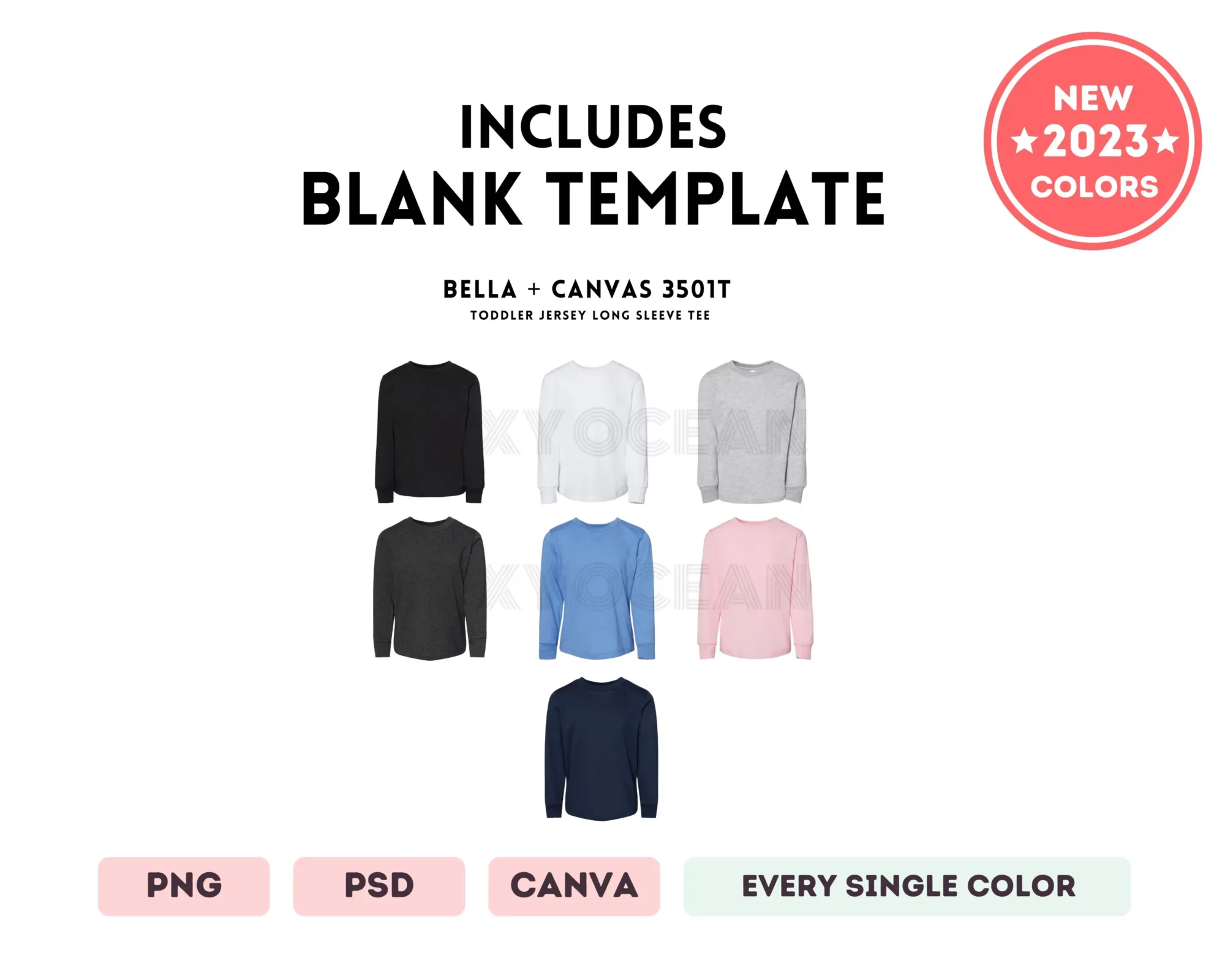 Editable Bella Canvas 3501T Color + Size Chart - Image 5