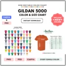 Editable Gildan 5000 Color + Size Chart