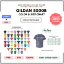 Editable Gildan 5000B Color + Size Chart