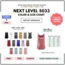 Editable Next Level 5033 Color + Size Chart