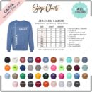 Editable Jerzees 562MR Size + Color Chart