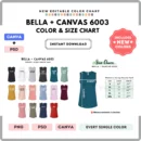 Editable Bella Canvas 6003 Color + Size Chart