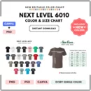 Editable Next Level 6010 Color + Size Chart