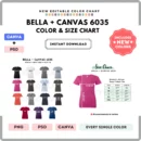 Editable Bella Canvas 6035 Color + Size Chart