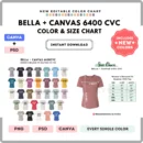 Editable Bella Canvas 6400 CVC Color + Size Chart