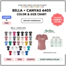 Editable Bella Canvas 6405 Color + Size Chart