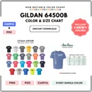 Editable Gildan 64500B Color + Size Chart