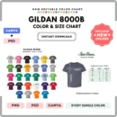 Editable Gildan 8000B Color + Size Chart