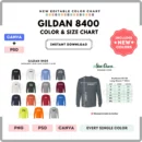 Editable Gildan 8400 Color + Size Chart