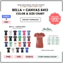 Editable Bella Canvas 8413 Color + Size Chart