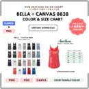 Editable Bella Canvas 8838 Color + Size Chart