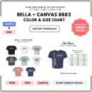 Editable Bella Canvas 8882 Color + Size Chart