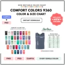 Editable Comfort Colors 9360 Color + Size Chart